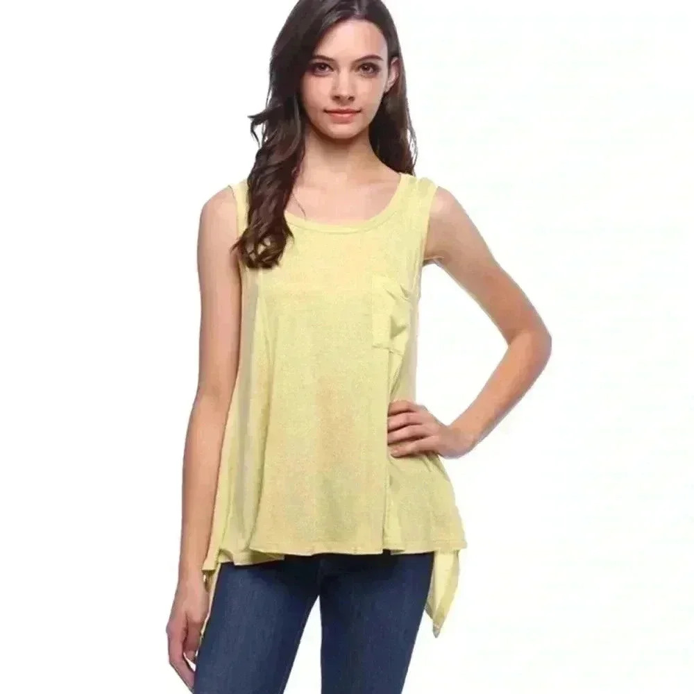 "Tracy" Slub Knit Pocket Front Tank Top